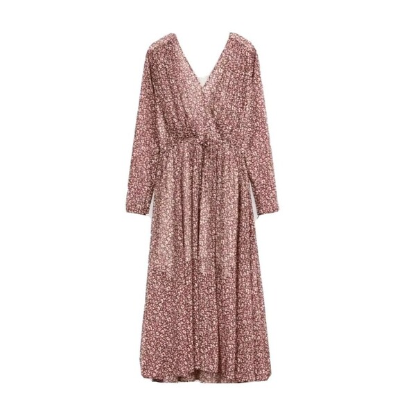 Ted Baker Maxi Dress Women's Size 1 Vallyy Draped Batwing Sleeve Deep Red - Picture 1 of 9